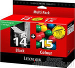 Zestaw Lexmark 14 + Lexmark 15 Tusz [Czarny + Kolor] do Lexmark X2620 X2650 X267