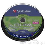 Pyta CD-RW VERBATIM 700MB Scratch Resistant bez moliwoci nadruku Cake 10x